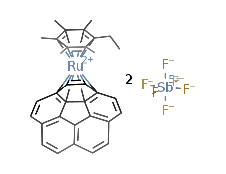 [(η6-C6EtMe5)Ru(η6-corannulene)][SbF6]2