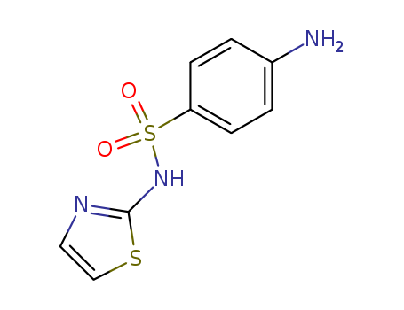 72-14-0,Sulfathiazole,Sulfanilamide,N1-2-thiazolyl- (8CI);Sulfanilamide, N1-4-thiazolin-2-ylidene- (6CI,7CI);2-(Sulfanilylamino)thiazole;2-(p-Aminobenzenesulfonamido)thiazole;2-(p-Aminobenzenesulphonamido)thiazole;2-Sulfathiazole;4-Amino-N-2-thiazolylbenzenesulfonamide;4-[(1,3-Thiazol-2-yl)aminosulfonyl]aniline;Azoquimiol;Azoseptale;Chemosept;Ciba3714;Cibazol;Dulana;Eleudron;Enterobiocine;N-(Thiazol-2-yl)-4-aminobenzenesulfonamide;N1-(2-Thiazolyl)sulfanilamide;NSC 31812;NSC 683531;Norsulfazol;Planomide;Poliseptil;Sanotiazol;Sulfamul;Sulfanilamidothiazole;Sulfathiazol;Sulfavitina;Thiazamide;Thiozamide;Sulfathiazole (ST);
