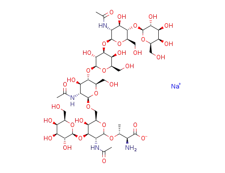 sodium O3-[β-D-galactopyranosyl-(1->4)-2-acetamido-2-deoxy-β-D-glucopyranosyl-(1->3)-β-D-galactopyranosyl-(1->4)-2-acetamido-2-deoxy-β-D-glucopyranosyl-(1->6)-(β-D-galactopyranosyl-(1->3))-2-acetamido-2-deoxy-D-galactopyranosyl]-L-threonate