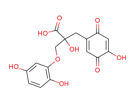 2-(2,5-dihydroxy-phenoxymethyl)-2-hydroxy-3-(4-hydroxy-3,6-dioxo-cyclohexa-1,4-dienyl)-propionic acid