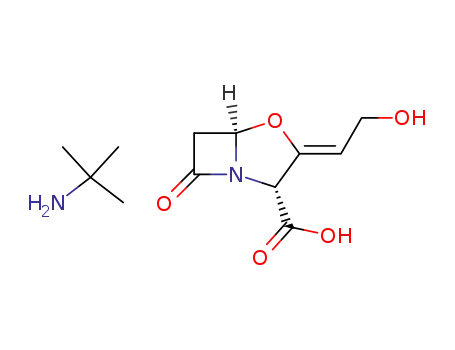 Molecular Structure of 66069-34-9 ((2R,3Z,5R)-3-(2-hydroxyethylidene)-7-oxo-4-oxa-1-azabicyclo[3.2.0]heptane-2-carboxylic acid; 2-methylpropan-2-amine)