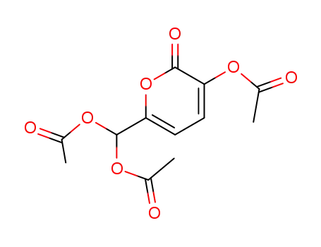 Molecular Structure of 76539-65-6 (2H-Pyran-2-one, 3-(acetyloxy)-6-[bis(acetyloxy)methyl]-)