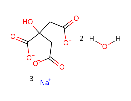 6132-04-3,Trisodium citrate dihydrate,1,2,3-Propanetricarboxylicacid, 2-hydroxy-, trisodium salt, dihydrate (9CI);Citric acid, trisodium salt,dihydrate (8CI);N 1560;Sodium citrate dihydrate;