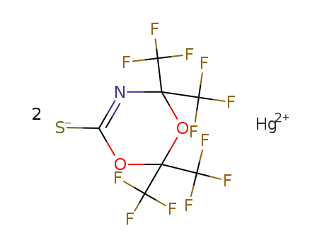 Molecular Structure of 93383-98-3 (4H-1,3,5-Dioxazine-4-thione, dihydro-2,2,6,6-tetrakis(trifluoromethyl)-,
mercury(2+) salt)