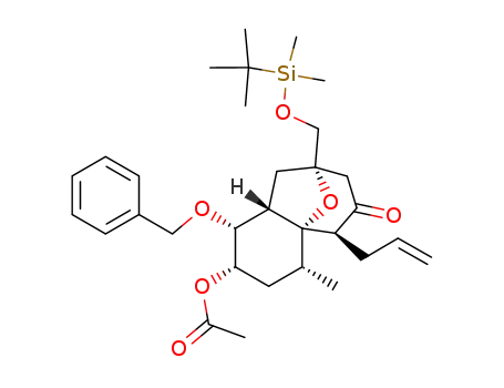 Acetic acid (1R,2R,4S,5R,6S,8S,11S)-11-allyl-5-benzyloxy-8-(tert-butyl-dimethyl-silanyloxymethyl)-2-methyl-10-oxo-12-oxa-tricyclo[6.3.1.01,6]dodec-4-yl ester