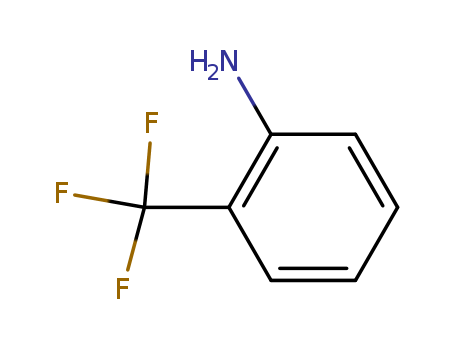 88-17-5,2-Aminobenzotrifluoride,2-Aminotrifluorotoluene;2-Aminobenzotrifluoroide;O-Trifluoromethyl Aniline;Benzenamine, 2- (trifluoromethyl)-;alpha,alpha,alpha-Trifluoro-o-toluidine;2-(Trifluoromethyl)aniline;o-Toluidine, alpha,alpha,alpha-trifluoro- (8CI);2,4-Dichlorotrifluoromethylbenzene;.alpha.,.alpha.,.alpha.-Trifluoro-o-toluidine;o-Aminobenzotrifluoride;o-Trifluoromethylaniline;2-Trifluoromethylaniline;o-(Trifluoromethyl)aniline;Benzenamine, 2-(trifluoromethyl)-;2-Aminotrifluoromethylbenzene;2/o-Aminobenzotrifluoride;2-Trifluoromethyl aniline;α,α,α-trifluoro-o-toluidine;2-(trifluoromethyl)-Benzenamine;