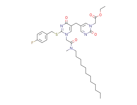 {5-[1-[(dodecyl-methyl-carbamoyl)-methyl]-2-(4-fluoro-benzylsulfanyl)-4-oxo-1,4-dihydro-pyrimidin-5-ylmethyl]-2-oxo-2H-pyrimidin-1-yl}-acetic acid ethyl ester