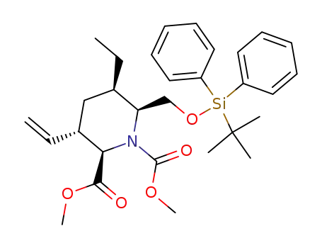 dimethyl (2R,3S,5R,6S)-(+)-6-(tert-butyldiphenylsilyloxymethyl)-5-ethyl-3-vinylpiperidine-1,2-dicarboxylate