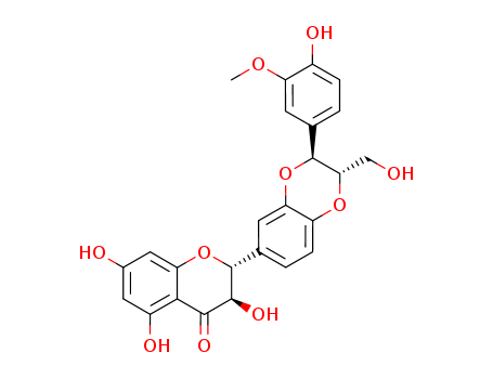 22888-70-6,Silibinin,4H-1-Benzopyran-4-one,2-[(2R,3R)-2,3-dihydro-3-(4-hydroxy-3-methoxyphenyl)-2-(hydroxymethyl)-1,4-benzodioxin-6-yl]-2,3-dihydro-3,5,7-trihydroxy-,(2R,3R)-;4-Chromanone,3,5,7-trihydroxy-2-[3-(4-hydroxy-3-methoxyphenyl)-2-(hydroxymethyl)-1,4-benzodioxan-6-yl]-(8CI);Silybin (7CI);7C3MT;Silibinin;Silliver;Silybin A;Silybum substance E6;Silymarin I;Silymarin MZ 80;Milk thistle P.E(Silibinin);Milk Thistle Extract;