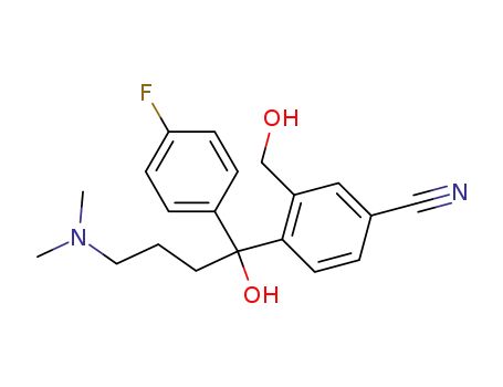 Molecular Structure of 103146-25-4 (4-[4-(Dimethylamino)-1-(4-fluorophenyl)-1-hydroxybutyl]-3-(hydroxymethyl)benzonitrile)