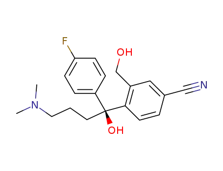 Molecular Structure of 488787-59-3 ((-)-4-[4-(Dimethylamino)-1-(4-fluorophenyl)-1-hydroxybutyl]-3-(hydroxymethyl)benzonitrile)