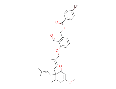 4-Bromo-benzoic acid 2-formyl-3-{(E)-4-[4-methoxy-6-methyl-1-(3-methyl-but-2-enyl)-2-oxo-cyclohex-3-enyl]-2-methyl-but-2-enyloxy}-benzyl ester