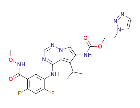 [4-(2,4-difluoro-5-methoxycarbamoyl-phenylamino)-5-isopropyl-pyrrolo[2,1-f][1,2,4]triazin-6-yl]-carbamic acid 2-[1,2,3]triazol-1-yl-ethyl ester