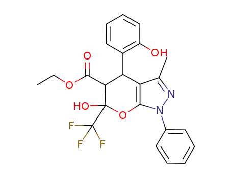 5-ethoxylcarbonyl-6-hydroxy-4-(2-hydroxyphenyl)-1-phenyl-3-methyl-6-(trifluoromethyl)-1,4,5,6-tetrahydropyrazolo[3,4-b]pyran