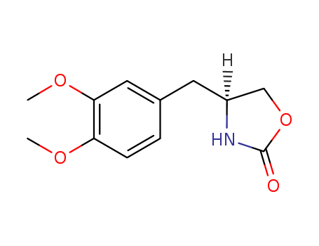 Molecular Structure of 142763-11-9 (2-Oxazolidinone, 4-[(3,4-dimethoxyphenyl)methyl]-, (S)-)