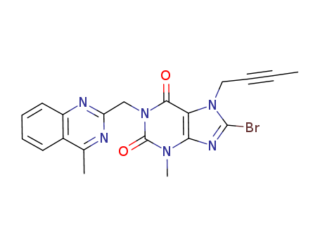 853029-57-9,8-Bromo-7-but-2-ynyl-3-methyl-1-(4-methyl-quinazolin-2-ylmethyl)-3,7-dihydro-purine-2,6-dione,1-[(4-Methylquinazolin-2-yl)methyl]-3-methyl-7-(2-butyn-1-yl)-8-bromoxanthine;