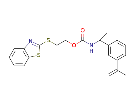 Molecular Structure of 644985-60-4 (Carbamic acid, [1-methyl-1-[3-(1-methylethenyl)phenyl]ethyl]-,
2-(2-benzothiazolylthio)ethyl ester)