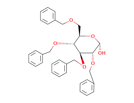 Molecular Structure of 6564-72-3 (2,3,4,6-TETRA-O-BENZYL-D-GLUCOPYRANOSE)