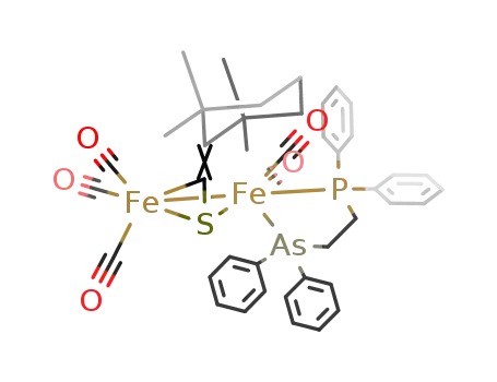 pentacarbonyl(1-diphenylphosphino-2-diphenylarsinoethane)(μ-1,1,3,3-teramethyl-2-thiocarbonylcyclohexane)diiron(Fe-Fe)