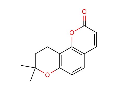 Molecular Structure of 2221-66-1 (2H,8H-Benzo[1,2-b:3,4-b']dipyran-2-one,9,10-dihydro-8,8-dimethyl- (8CI,9CI))