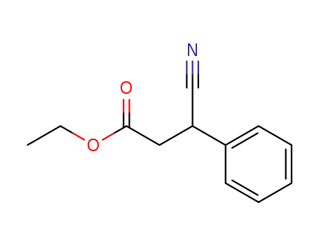 Molecular Structure of 14025-83-3 (Benzenepropanoic acid, b-cyano-, ethyl ester)