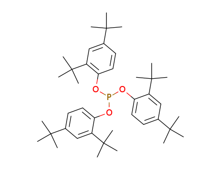31570-04-4,Tris(2,4-ditert-butylphenyl) phosphite,P 48 (stabilizer);PKY 168;PL10;PL 10 (stabilizer);Phos 6;Phosphite 168;Pronox S;RA 168;RA 168(antioxidant);Songnox 1200;Songnox 1680;Sumilizer P 16;Tomiphos 202;Tri(2,4-di-t-butylphenyl) phosphite;Ultranox 668;Tris-(2,4-di-t-butyl-phenyl)-phosphite;Phenol,2,4-bis(1,1-dimethylethyl)-, phosphite (3:1) (9CI);Phenol, 2,4-di-tert-butyl-,phosphite (3:1) (8CI);2,4-Bis(1,1-dimethylethyl)phenol phosphite (3:1);ADK 2112;ADK Stab 2112;ADK Stab 2112RG;AS 2112;AT 168;Alkanox 240;Antioxidant 168;B 311;Chinox 168;Cyanox2704;Doverphos S 480;Hostanox PAR 24;Irgafos 168;Irgafos 168FF;Irgafos F;Irganox 168;JP 650;Mark 2112E;Naugard 524;Tris(2,4-ditert-butylphenyl) phosphite;