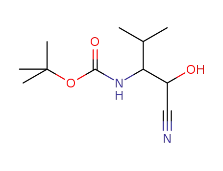 Molecular Structure of 163218-15-3 (Carbamic acid, [1-(cyanohydroxymethyl)-2-methylpropyl]-,
1,1-dimethylethyl ester)