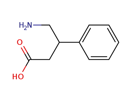 1078-21-3,4-Amino-3-phenylbutanoic acid,Hydrocinnamicacid, b-(aminomethyl)- (6CI,7CI,8CI);3-Phenyl-4-aminobutanoic acid;4-Amino-3-phenylbutyricacid;DL-4-Amino-3-phenylbutanoic acid;DL-b-Phenyl-g-aminobutyric acid;Fenibut;Fenigam;Fenigama;P-GABA;PhGABA;Phenibut;Phenigam;Phenybut;Phenygam;b-Phenyl-GABA;b-Phenyl-g-aminobutyricacid;g-Amino-b-phenylbutyric acid;