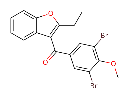 Molecular Structure of 51073-13-3 ((3,5-Dibromo-4-methoxyphenyl)(2-ethyl-3-benzofuranyl)-methanone)