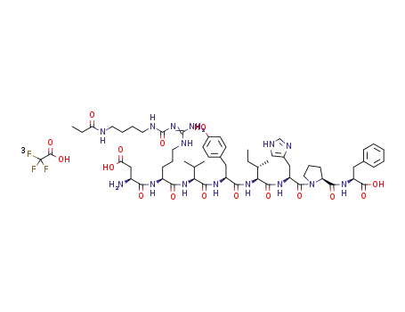 H-Asp-{Nω-[N-(4-propanoylaminobutyl)aminocarbonyl]}Arg-Val-Tyr-Ile-His-Pro-Phe-OH tris(hydrotrifluoroacetate)