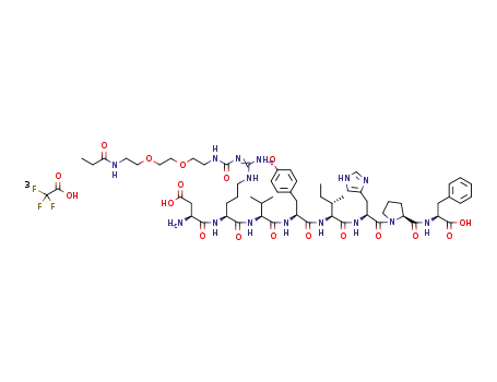 H-Asp-{Nω-[N-(8-propanoylamino-3,6-dioxaoctyl)aminocarbonyl]}-Arg-Val-Tyr-Ile-His-Pro-Phe-OH tris(hydrotrifluoroacetate)
