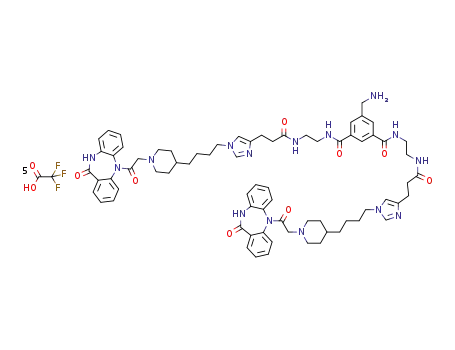 5-(aminomethyl)-N1,N3-bis(2-(3-(1-(4-(1-(2-oxo-2-(11-oxo-10,11-dihydro-5H-dibenzo[b,e][1,4]diazepin-5-yl)ethyl)piperidin-4-yl)butyl)-1H-imidazol-4-yl)propanamido)ethyl)isophthalamide pentakis(hydrotrifluoroacetate)