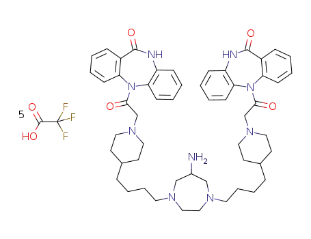 5,5′-(2,2′-(((6-amino-1,4-diazepane-1,4-diyl)bis(butane-4,1-diyl))bis(piperidine-4,1-diyl))bis(acetyl))bis(5,10-dihydro-11H-dibenzo[b,e][1,4]diazepin-11-one) pentakis(hydrotrifluoroacetate)
