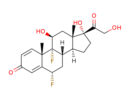 806-29-1,6-alpha-Fluoro-isoflupredone,Pregna-1,4-diene-3,20-dione,6α ,9-difluoro-11β,17,21-trihydroxy- (6CI,7CI,8CI);6α ,9-Difluoroprednisolone;6α ,9α -Difluoroprednisolone;NSC 77021;6α,9-Difluoro-11β,17,21-trihydroxypregna-1,4-diene-3,20-dione;