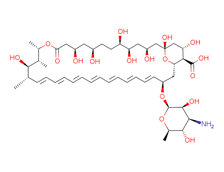 1397-89-3,Amphotericin B,Fungizone;Amphozone;component of Mysteclin-F;Mysteclin-F;33-((3-amino-3,6-dideoxyhexopyranosyl)oxy)-1,3,5,6,9,11,17,37-octahydroxy-15,16,18-trimethyl-13-oxo-14,39-dioxabicyclo[33.3.1]nonatriaconta-19,21,23,25,27,29,31-heptaene-36-carboxylic acid;Amphocin;IAB;Amphotericin B (JP14/USP);Amphotericin B (U.S. FDA Approved);AmphotericcinB;