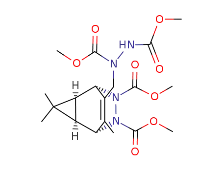9-<1,2-Bis(methoxycarbonyl)hydrazinomethyl>-3,3,8-trimethyl-6,7-diazatricyclo<3.2.2.02,4>non-8-en-6,7-dicarbonsaeure-dimethylester