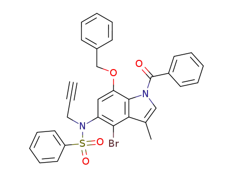 1-benzoyl-7-(benzyloxy)-4-bromo-3-methyl-N5-(phenylsulfonyl)-5-(2-propyn-1-ylamino)indole