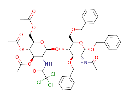 benzyl O-(3,4,6-tri-O-acetyl-2-deoxy-2-trichloroacetamido-β-D-glucopyranosyl)-(1<*>4)-2-acetamido-3,6-di-O-benzyl-2-deoxy-α-D-glucopyranoside