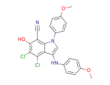 4,5-Dichloro-6-hydroxy-1-(4-methoxy-phenyl)-3-(4-methoxy-phenylamino)-1H-indole-7-carbonitrile