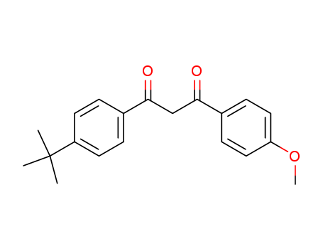 70356-09-1,Avobenzone,1-(4-Methoxyphenyl)-3-(4-tert-butylphenyl)propane-1,3-dione;1-(4-tert-Butylphenyl)-3-(4-methoxyphenyl)propan-1,3-dione;4-(1,1-Dimethylethyl)-4'-methoxydibenzoylmethane;4-Methoxy-4'-tert-butyldibenzoylmethane;4-tert-Butyl-4'-methoxydibenzoylmethane;1,3-Propanedione,1-[4-(1,1-dimethylethyl)phenyl]-3-(4-methoxyphenyl)-;Butylmethoxydibenzoylmethane;Escalol 517;Eusolex 9020;NeoHeliopan 357;Parsol 1789;Parsol A;Parsol RTM 1789;Photoplex;