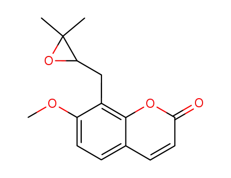 Molecular Structure of 489-53-2 (7-Methoxy-8-(3,3-dimethylglycidyl)-2H-1-benzopyran-2-one)