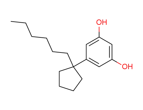 Molecular Structure of 487578-68-7 (1,3-Benzenediol, 5-(1-hexylcyclopentyl)-)