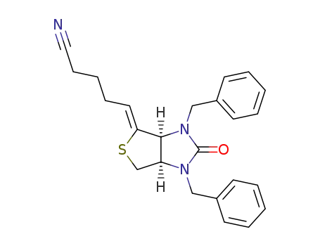 (3aS,6aR)-1,3-dibenzyltetrahydro-1H-thieno[3,4-d]imidazol-2(3H)-one-4-ylidenepentane nitrile