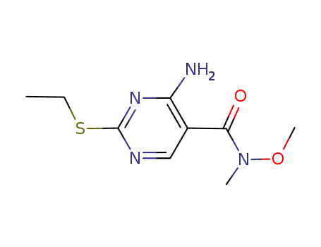 Molecular Structure of 741712-36-7 (5-Pyrimidinecarboxamide, 4-amino-2-(ethylthio)-N-methoxy-N-methyl-)