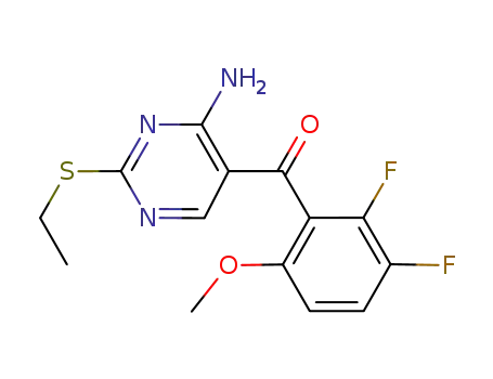 Molecular Structure of 741713-37-1 (Methanone, [4-aMino-2-(ethylthio)-5-pyriMidinyl](2,3-difluoro-6-Methoxyphenyl)-)