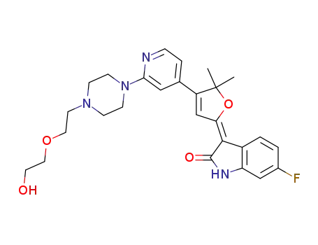 (3E)-6-fluoro-3-[4-(2-{4-[2-(2-hydroxyethoxy)ethyl]piperazin-1-yl}pyridin-4-yl)-5,5-dimethylfuran-2(5H)-ylidene]-1,3-dihydro-2H-indol-2-one