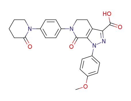 Molecular Structure of 503614-92-4 (1-(4-methoxyphenyl)-7-oxo-6-(4-(2-oxopiperidin-1-yl)phenyl)-4,5,6,7-tetrahydro-1H-pyrazolo[3,4-c]pyridine-3-carboxylic acid)