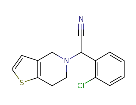 Molecular Structure of 444728-11-4 ((+/-)-RAC-2-(2-CHLOROPHENYL)-(6,7-DIHYDRO-4H-THIENO[3,2-C]PYRIDIN-5-YL)ACETONITRILE)