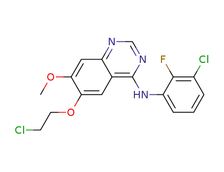 Molecular Structure of 848440-10-8 (4-Quinazolinamine,
6-(2-chloroethoxy)-N-(3-chloro-2-fluorophenyl)-7-methoxy-)