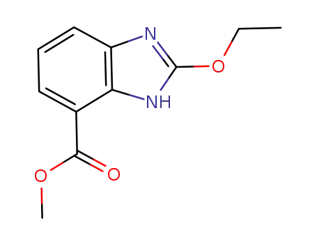 Molecular Structure of 150058-27-8 (1H-Benzimidazole-7-carboxylicacid, 2-ethoxy-, methyl ester)